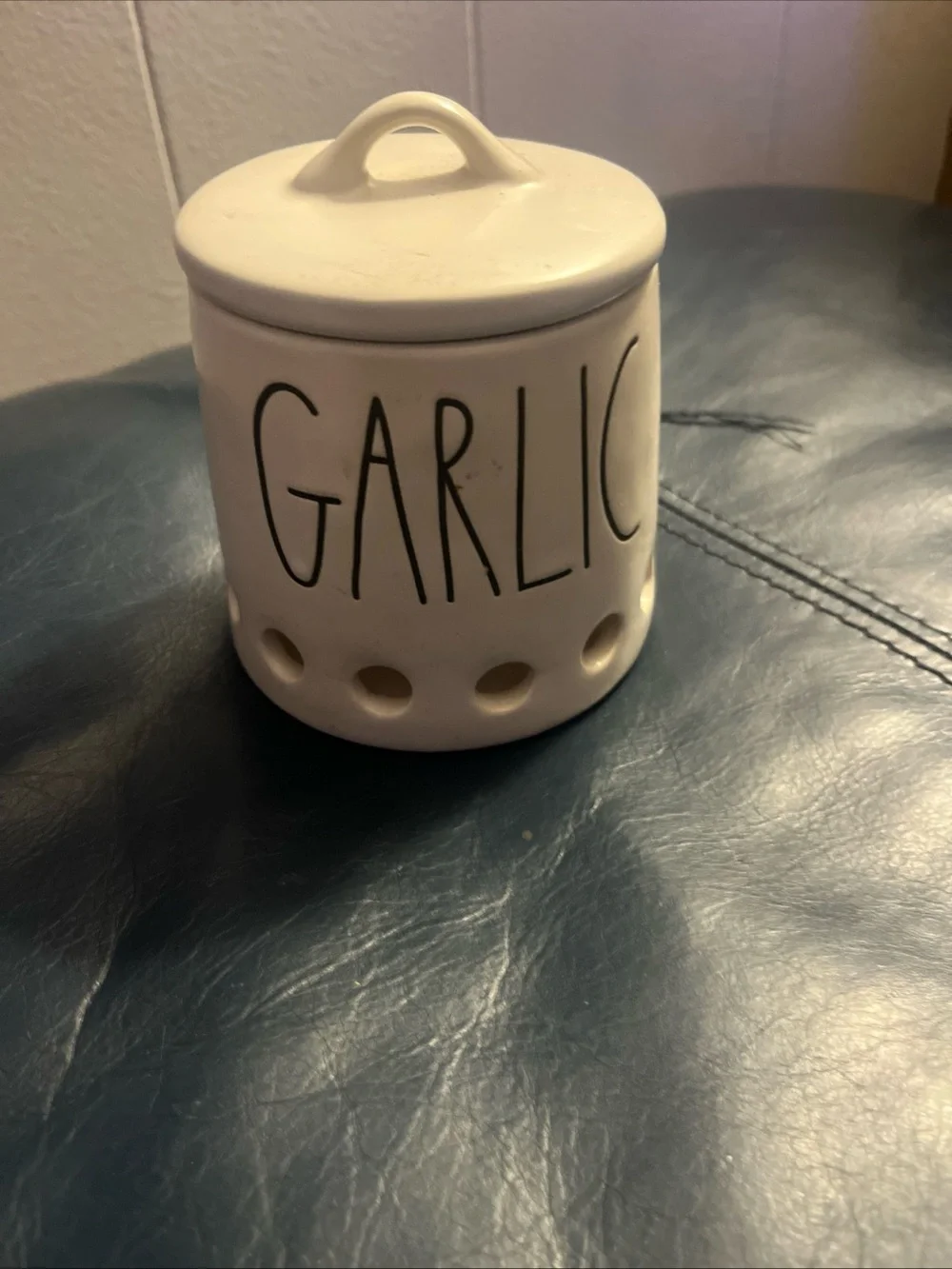 Rae Dunn 'GARLIC' Ceramic Cellar Canister Jar with ceramic lid